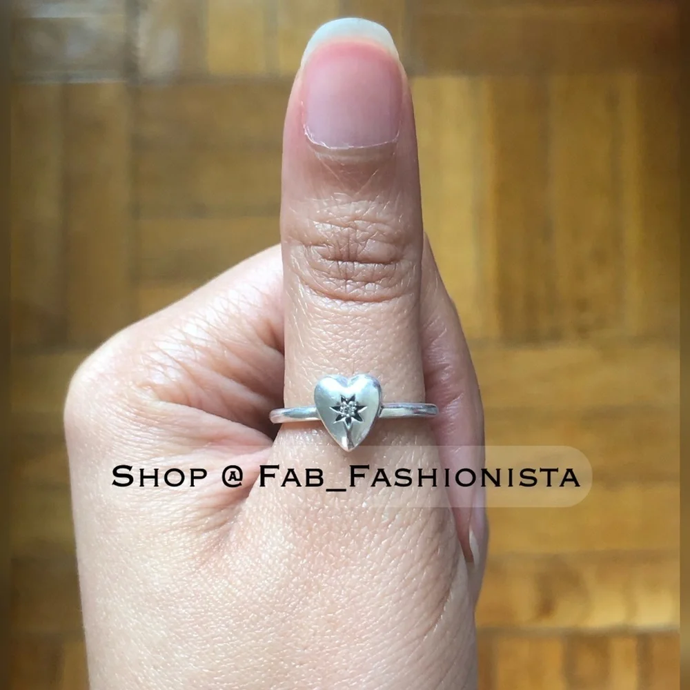 Kendra Scott Sterling Silver Diamond Heart Ring